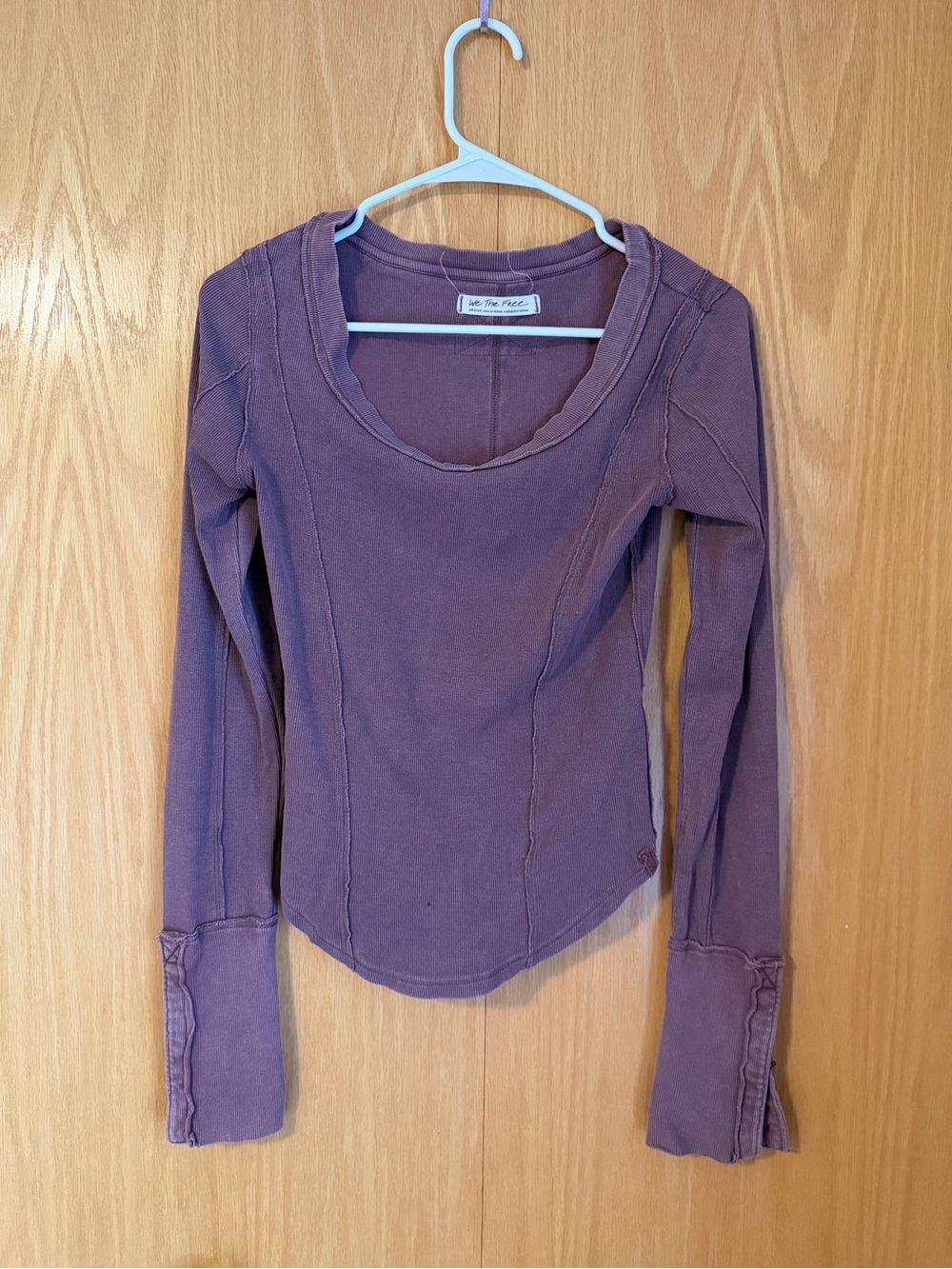 We The Free Long-Sleeve Scoop Neck Top in Mauve